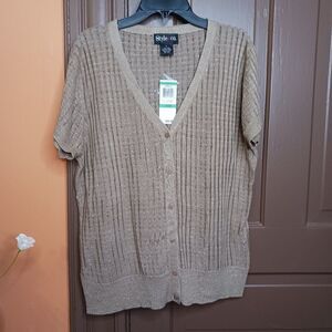 Style & Co. Women's size L Sparkle Tan Cardigan Top